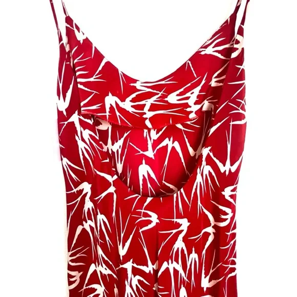 BLU MOON Red Bird Bias High Low 100% Silk Maxi Dress Brand New w/Tags Sz. Small - Picture 4 of 10